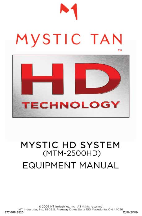 Mystic Tan HD Operating Manual